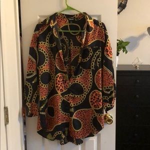 Oversized longline satin blouse.